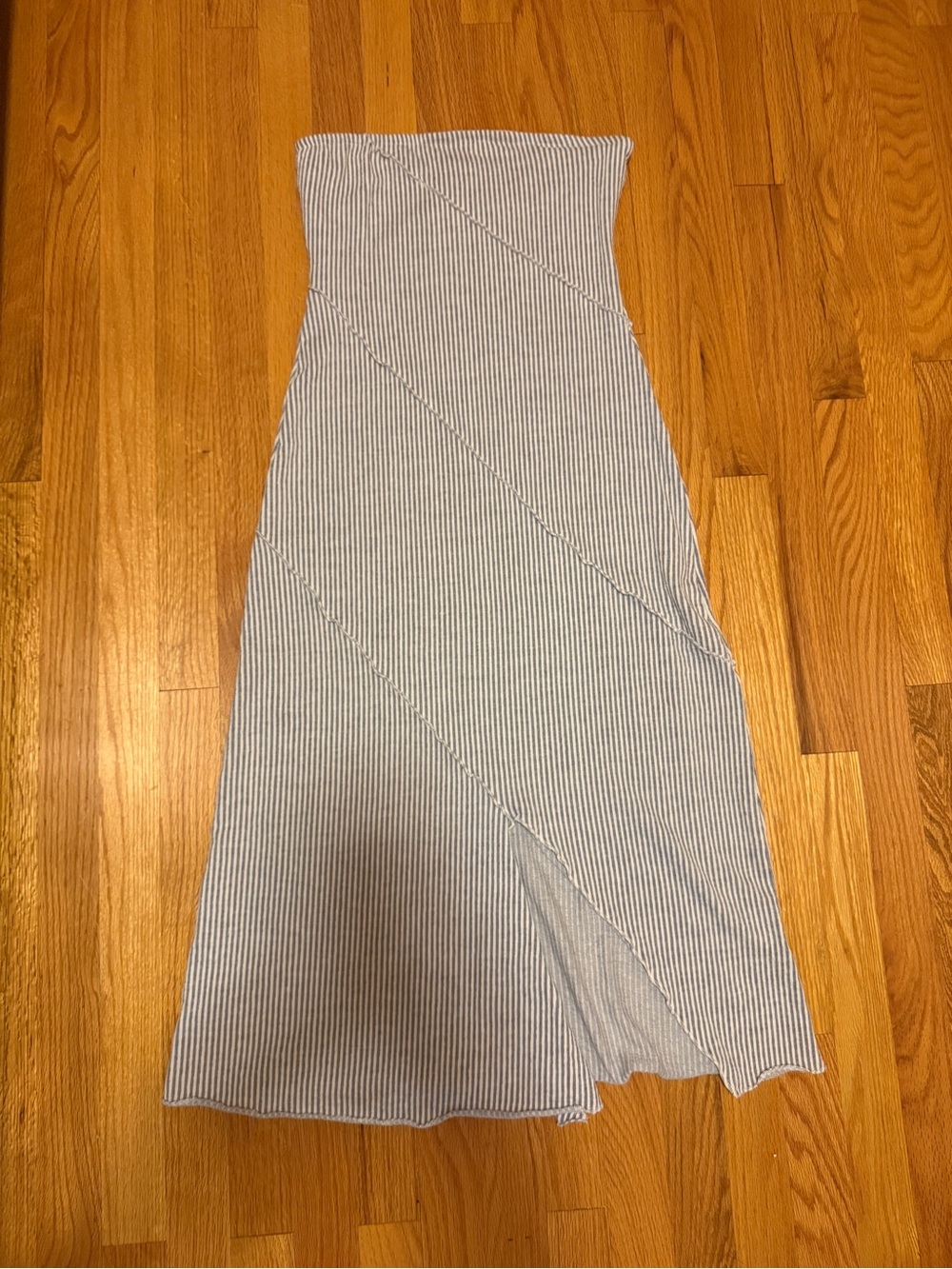 Altar'd State Blue and White Striped Midi Tube Dress